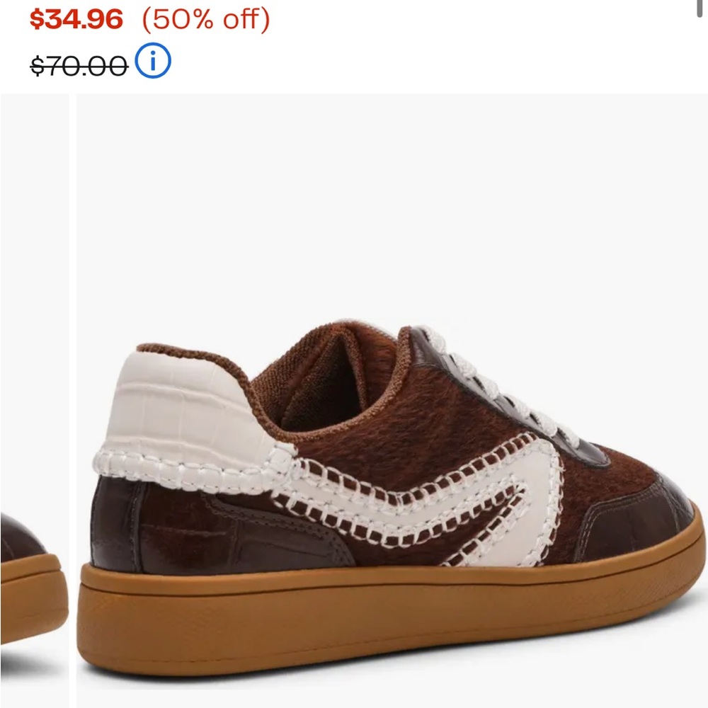 DV by Dolce Vita Brown Leather Sneakers with Cream Accent - Picture 2 of 4
